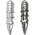 DEBOTTY Punk Finger Claws Rings Set for Women Men Gold Black Silver Bronze Knuckle Full Finger Ring Punk Gothic Ring (2pcs Silver+Black)