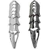 DEBOTTY Punk Finger Claws Rings Set for Women Men Black Silver Knuckle Full Finger Ring 2pcs