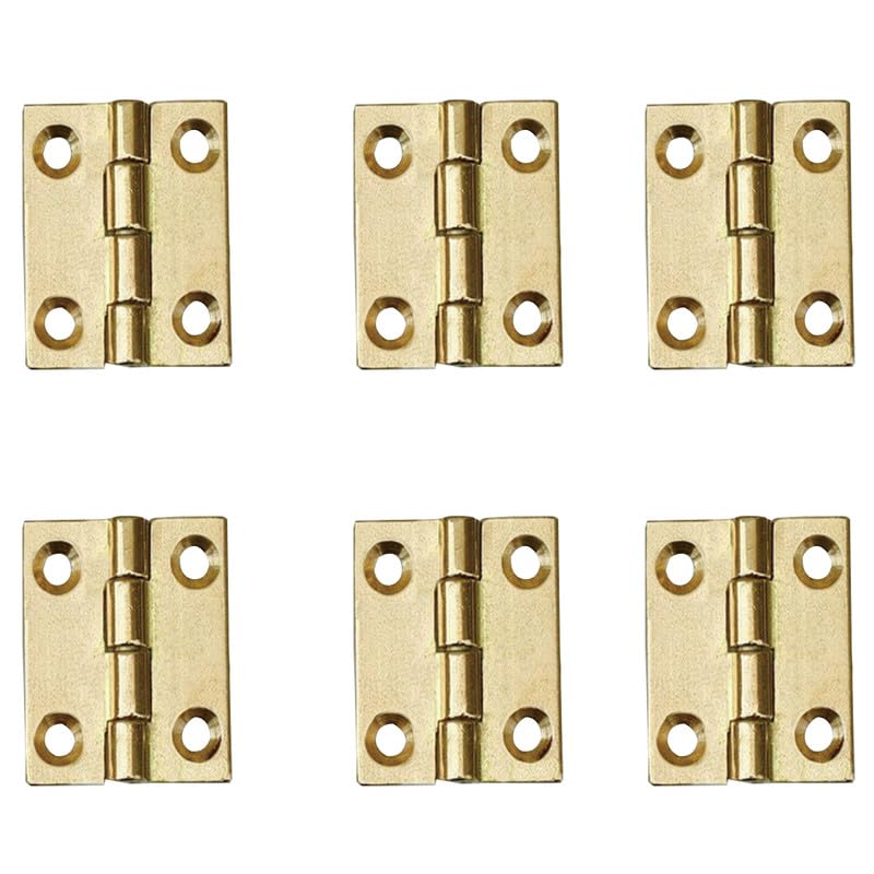 6Pcs Door Hinges,Heavy Duty Brass Folding Hinges for Gate,Window,Drawer 1inch Brass