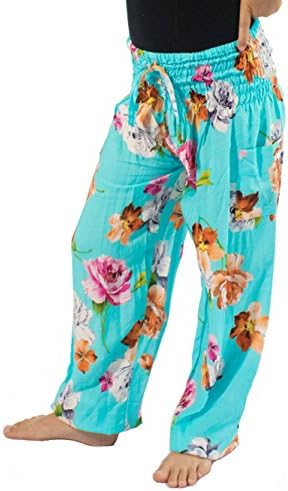 Pi Yoga Pants Kid's Boutique Lounge and Bohemian Yoga Pants, Scrunched Bottom (Fits Kids Ages 6-10 Years Old) - Baby Blue Blush-K