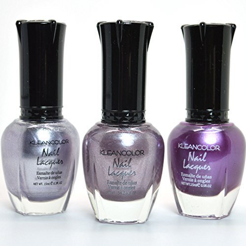 3 Kleancolor Nail Polish 70 Sheer Lilac / 71 Silver Purple / 72 Purple Set Lacquer + FREE EARRING