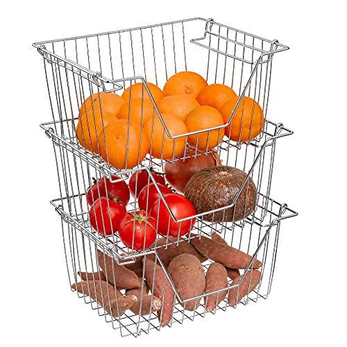 Homics Stacking Freezer Wire Baskets, Pantry Organization and Storage