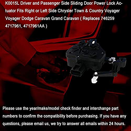 Door Lock Actuator Driver and Passenger Side Fits Right or Left Side Chrysler Town & Country Voyager Voyager Dodge Caravan Grand Caravan (Replaces 746-259 4717961, 4717961AA) K00151L