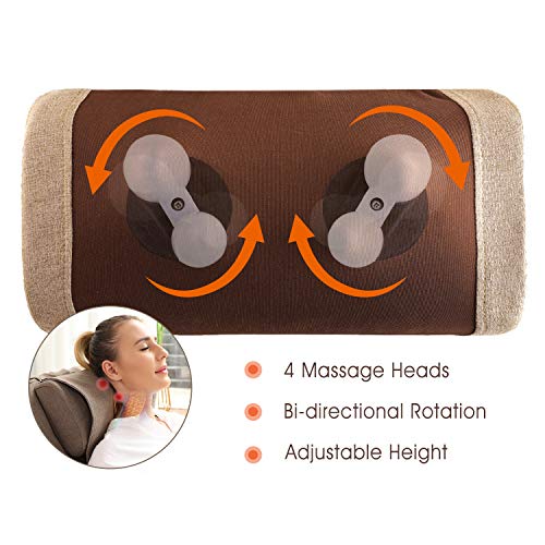 OWAYS Massage Chair 3D Full Back Massager, Rocking Design, Adjustable Pillow, Vibrating and Heating, 6 Massage Modes, Wooden Handrail, Linen Cover with Diamond Design