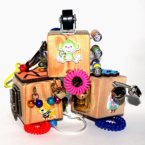 image for CyrillicShop Set of 3 Travel Busy Fidget Cubes - Educational Activity 