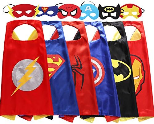 Zaleny Superhero Costumes Dress Up Satin Capes with Felt Masks set of 6