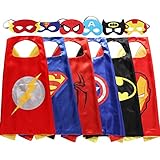 Zaleny Superhero Costumes Dress Up Satin Capes with Felt Masks set of 6