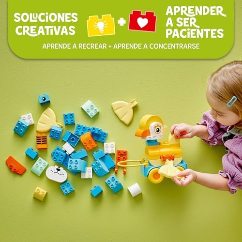 Duplo Animales sobre Ruedas 3en1 - Juguete de Construcción Educativo con Ladrillos para Construir Figura de Perro, Pato o Pez de Juguete con Ruedas - Regalo para Niños y Niñas de 2+ Años 10448