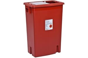 Covidien 8938 SharpSafety Sharps Container Slide Lid, 18 gal Capacity, Red (Pack of 5)