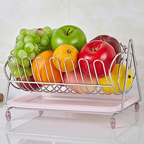 KWODE Silver Wire Fruit Bowl, Creative Fruit Basket for Kitchen & Dinning Table Decoration, 29 x 21 x 18.5cm,