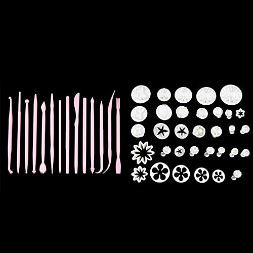 Denshine DIY Cake Mold, 47Pcs Cake Decoration Mold Flower Fondant Cake Sugarcraft Decorating Kit Cookie Mould Icing Plunger Cutter Tool DIY Tool Sets