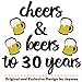 Joymee Cheers to 30 Years Black Glitter Banner for 30th Birthday Wedding Aniversary Party Supplies Decorations - PRESTRUNG (Cheers to 30th Years)