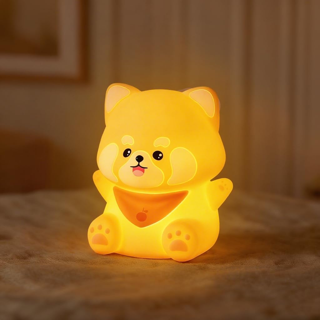 NICE POINT Night Light for Kids, Cute Nursery Raccoon Light, Squishy Animals Silicone Lamp Up for Boys and Girls,Kawaii LED Nightlight for Toddler Bedroom and Kid Room Decor.