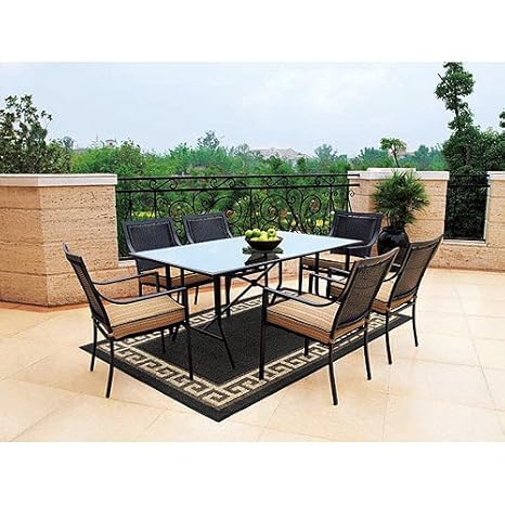 Braddock Heights 7 Piece Patio Dining Set Seats 6 Amazon Co Uk
