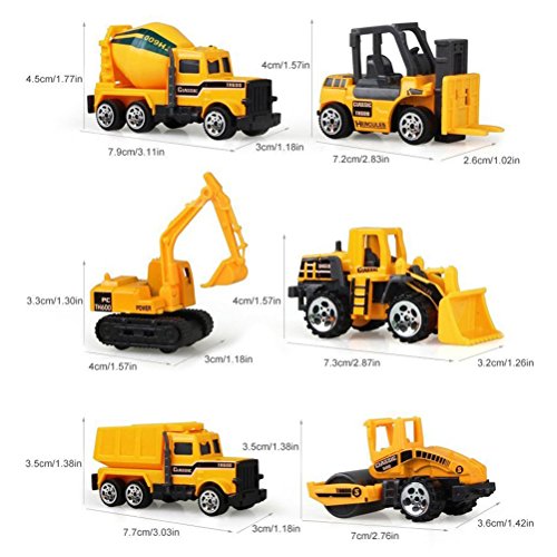 Vankcp Sand Toys Set 6 Pcs Assorted Construction Vehicles Trucks