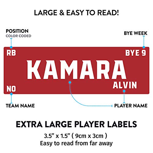 Joyousa Fantasy Football Draft Board 2019 Kit with Player Labels - Extra Large - 14 Teams and 480 Name Stickers