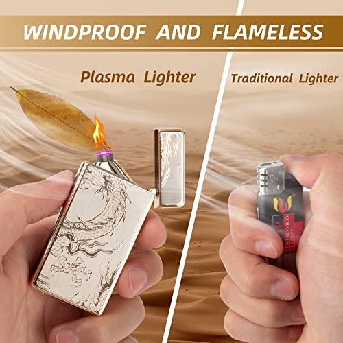 LcFun Dual Arc Plasma Lighter USB Type C Rechargeable Electronic Lighters Windproof Flameless