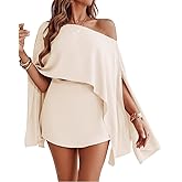 CHICME Women's 3 Piece Summer Outfits Off Shoulder Batwing Sleeve Tops with Bandeau and Skorts Sets Casual Vacation Outfit
