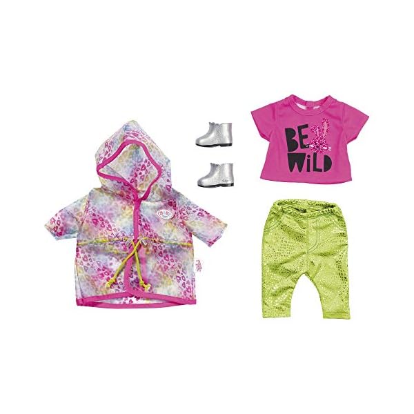 BABY Born 828328 Zapf Creation Puppenkleider - Designerkleidung mit Modeaccessoires - Deluxe Trendy Regenbogen Set