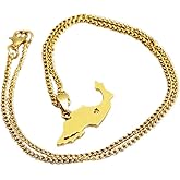LCLONY Mexico Map Pendant Necklace Gold Color Alloy Mexican Jewelry Maps Pendant Necklace ﻿(Gold)