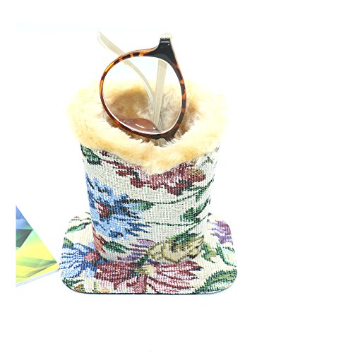 WEFOO Eyeglasses Holder Stand Case, Plush Lined Protective Glasses Case for Desks Or Nightstands (Tapestry Design)