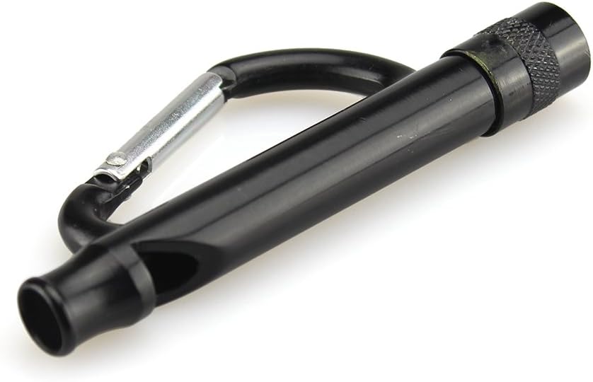 CFMY Multi-Function 3 in 1 Carabiner Whistle with Led Light for Hiking Climbing, Black
