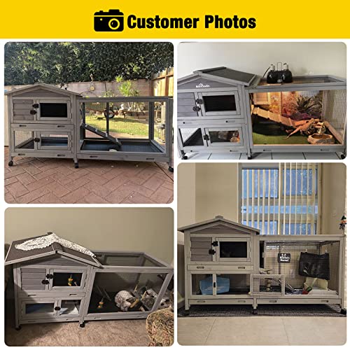 Aivituvin Rabbit Hutch Indoor 62" Rabbit Cage Outdoor Chicken Coop
