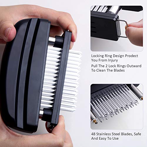 Meat Tenderizer, 48 Stainless Steel Ultra Sharp Needle Blades Tenderizer Tool Needle, Meat Cooking Tools for Tenderizing Beef, Pork, Steaks, Lamb and BBQ