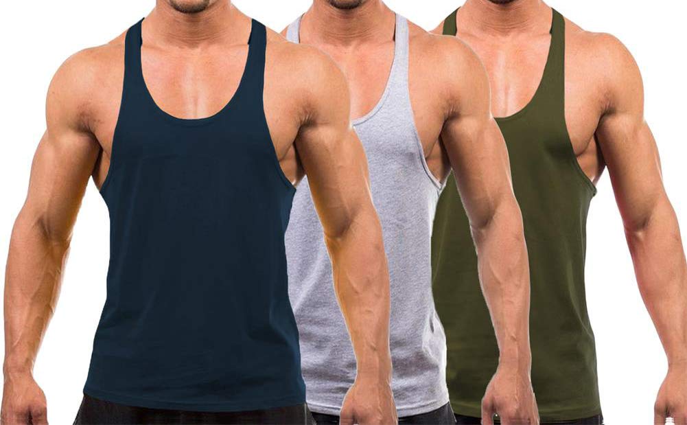 YAKER Men's Blank Stringer Y Back Bodybuilding Gym