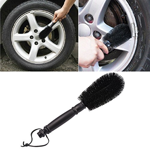 Jscarlife Tire Brush Household Rim Cleaning Brush Multi-purpose for Car Motorcycle Bike Wheels Bumper Kitchen Bathroom Black