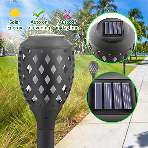 Solar Lights Outdoor Dancing Flickering Flames Waterproof Christmas Lights Decor Solar Pathway Torch Lights Outdoor Landscape Decoration Lighting Solar Spotlights Security Garden 4 Pack