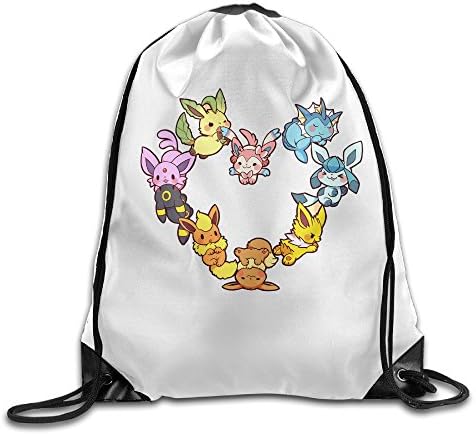 Custom Eevee Family Heart Brand New Drawstring Bags White