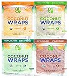 NUCO Organic Coconut Wraps Variety Pack: Original, Turmeric, Moringa, and Cinnamon (20 wraps total)