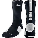 Nike Elite Basketball Crew Socks (Black/White, Large)