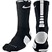 Nike Elite Basketball Crew Socks (Black/White, Large)