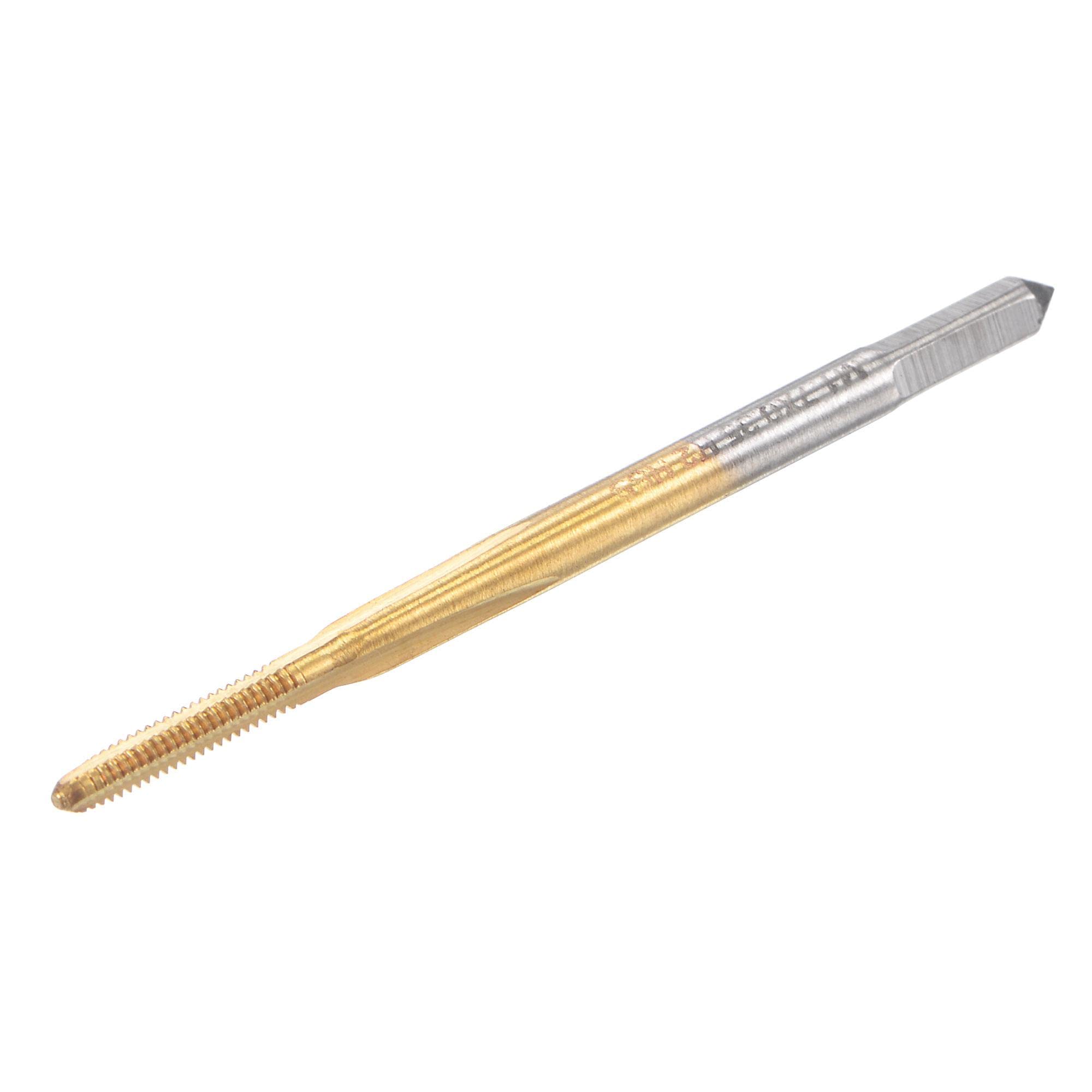 sourcing map Thread Tap Metric M1.7 x 0.35, Titanium Coated Cobalt HSS (High Speed Steel) 3 Straight Flutes Machine Mini Micro Screw Threading Tapping Repair Tool for Watches and Clocks