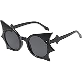 YLOIJO Bat Sunglasses Retro Punk Hip Hop Style Black Sunglasses for Halloween Everyday Life and Party Fashion
