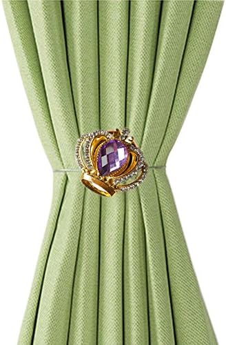 Ayygift 1 Pair European Luxury Crown Magnetic Tiebacks Holdbak Curtain Holder (Purple)