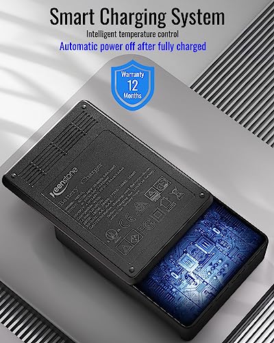 Keenstone 18650 Battery Charger, Universal Rechargeable Battery Charger for 26650 10440 14500 16340 26500 IMR Li-ION Ni-MH Ni-CD LiFePO4 AA AAA, Large Screen, Independent Case