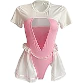 SNOMYRS Sexy Bunny Costume Kawaii Lingerie Maid Outfit Anime Cosplay Teddy Crotch Romper Pink Cat Adult Bodysuit Halloween Costume