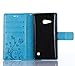 Microsoft Lumia 735/730 Case,Nokia Lumia 730/735 Case,C-Super Mall PU Embossed Butterfly & Flower Leather Wallet Stand Flip Case for Microsoft Nokia Lumia 730/735 (Blue)