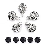 Romance Jewelry 5Pcs Antique Silver Diffuser Locket Aromatherapy Essential Oil Pendant Cage Locket with Lava Beads