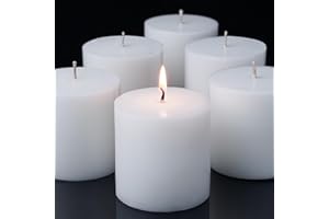 TRIRITE White Pillar Candles Set of 6,Unscented Pillar Candles Bulk-3x3 inch,210 Hours Long Burning Smokeless Pillar Candles, Perfect for Wedding,Parties, Spas, Home Gatherings and Dinner