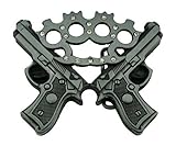BRASS KNUCKLES & GUNS BELT BUCKLE HANDGUN PISTOL