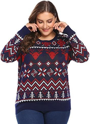 plunger Plus Size Women's Ugly Christmas,Reindeer Snowflake Christmas Pullover Sweater Jumper 16W-24W/XL-5XL