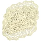 kilofly Crochet Cotton Lace Placemats Doilies 4pc, Oval, Beige, 7 x 14 inch