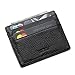 MEKU Handmade Genuine Leather Unisex Slim Card Case Super Thin Fashion Card Holder Compact Wallet Black