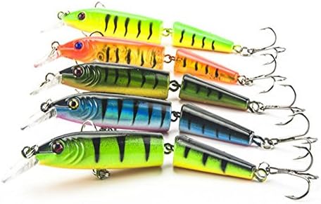 Wotesport 10.5cm 9.6g multi-section simulation bait Luya plastic two fake bait multi-section hard bait Mino (Color-R)