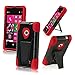 for Nokia Lumia 521 T-Stand Impact Kickstand Hybrid Double Layer Fusion Cover Case Black/Red