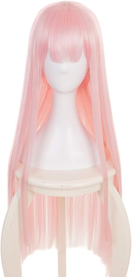 MUZI WIG Anime Cosplay Wig for Darling in The Franxx Zero Two Wig with Free Wig Cap, Pink, 2 Piece Set